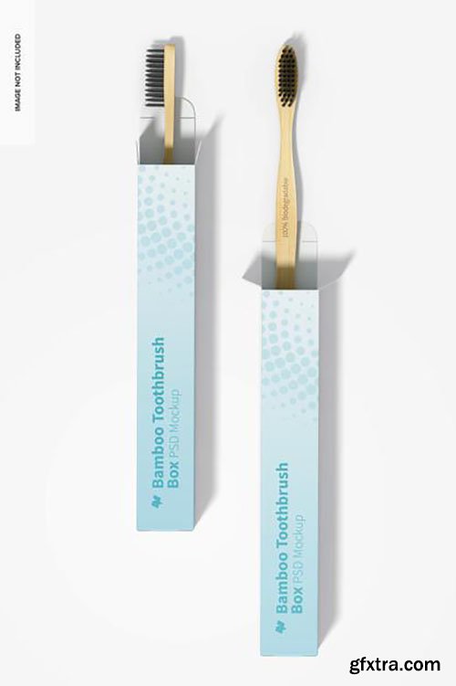 Bamboo toothbrush with box mockup