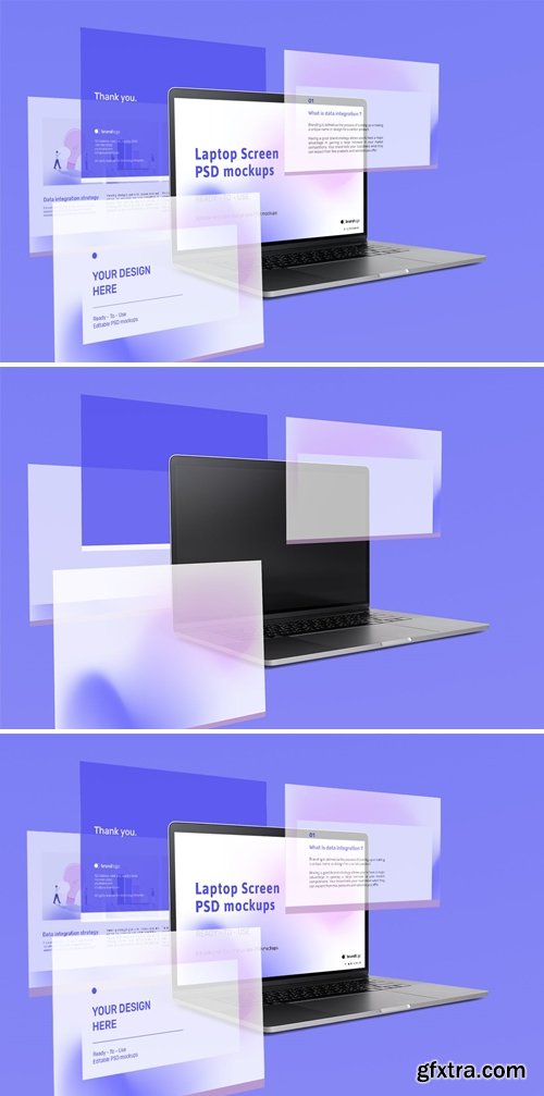 Laptop screen mockup with presentation slides