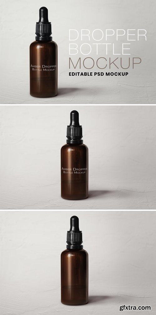 Amber dropper bottle mockup psd