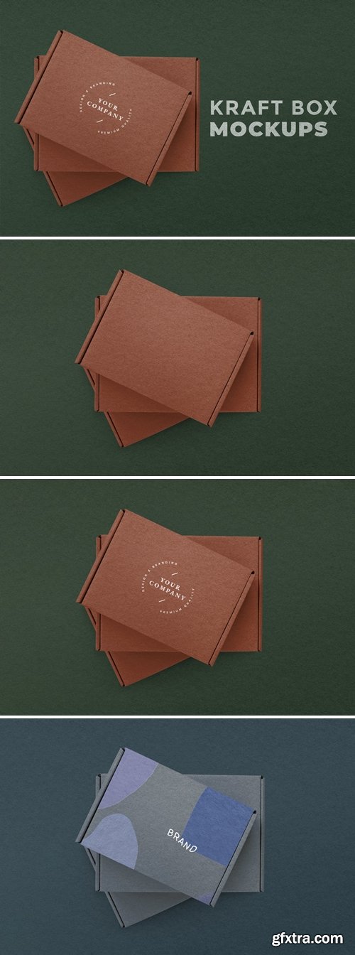Kraft box packaging mockup with green background