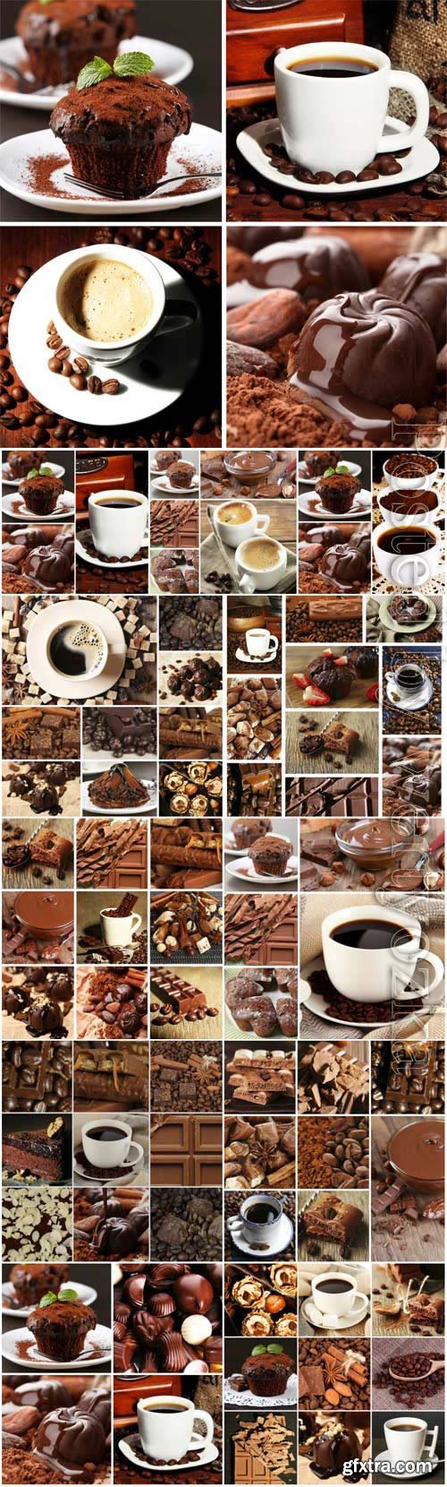 Chocolate and coffee stock photo