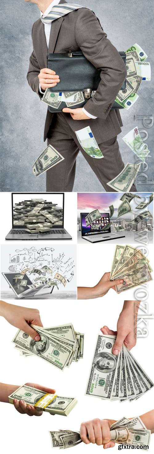 Money in hands stock photo