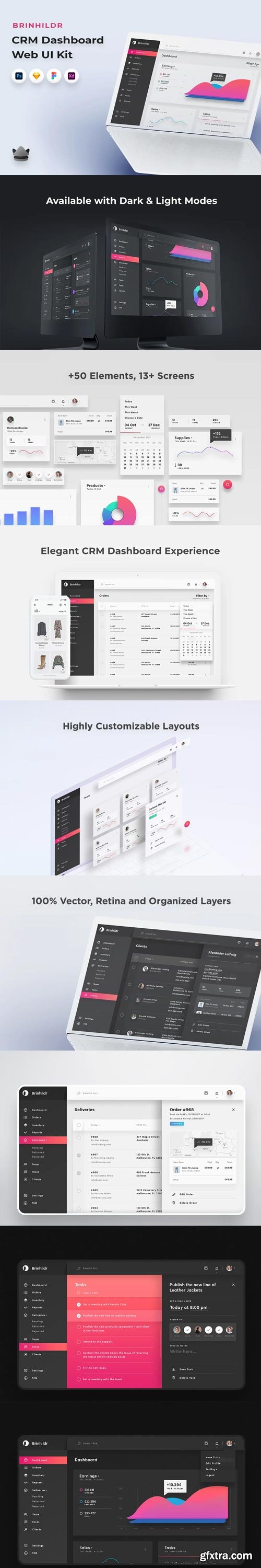 CreativeMarket - Brinhildr - Dashboard Web UI Kit - 2550106