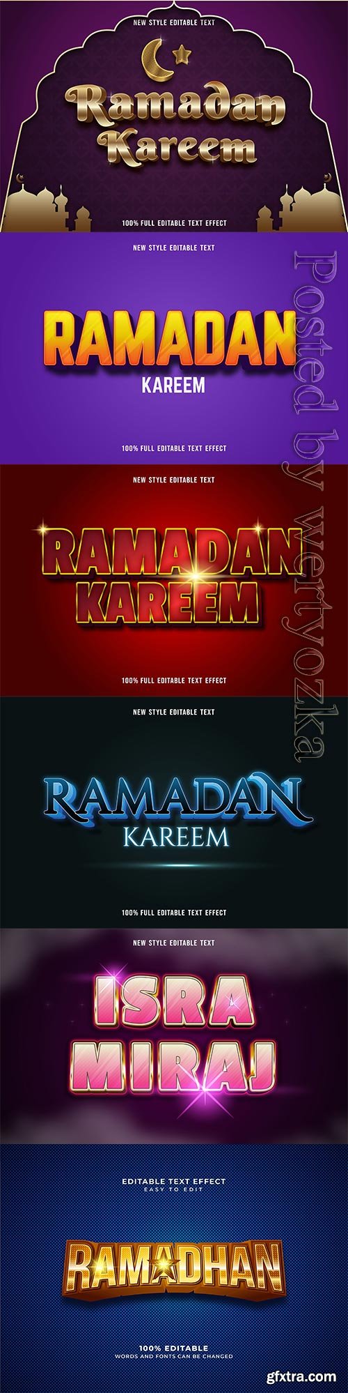 Ramadan kareem, eid mubarak vector text effect vol 7