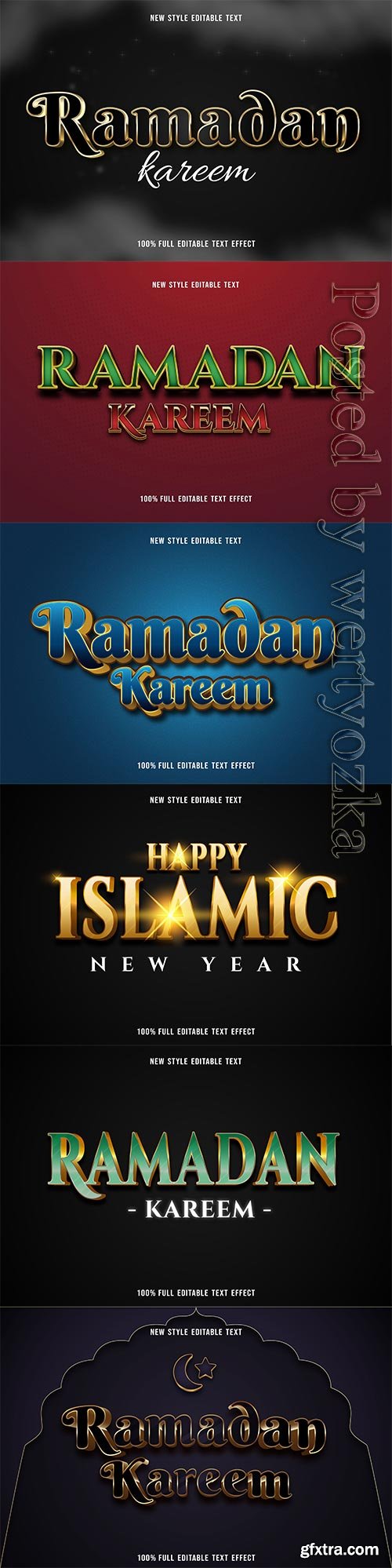 Ramadan kareem, eid mubarak vector text effect vol 4