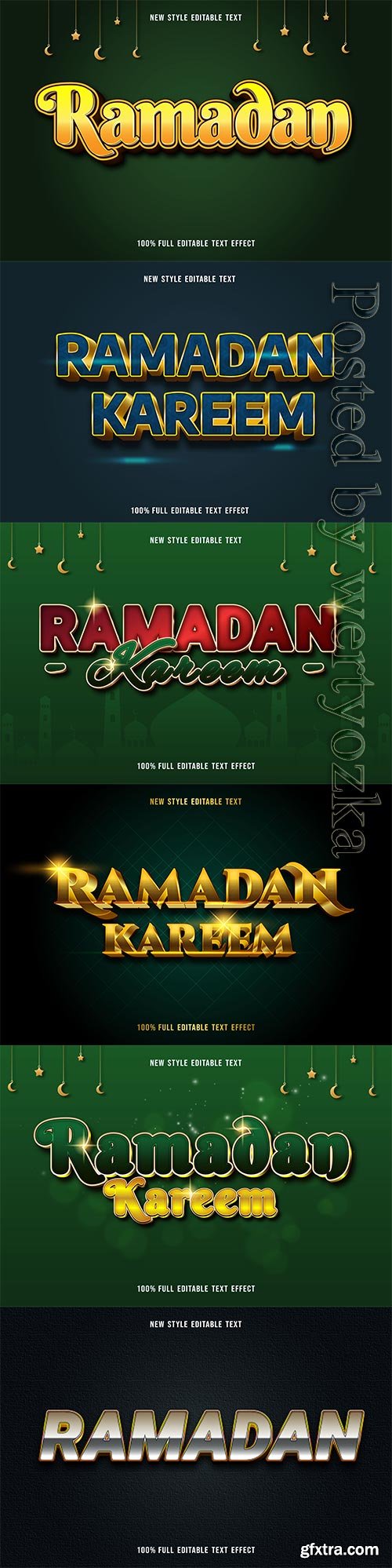 Ramadan kareem, eid mubarak vector text effect vol 3