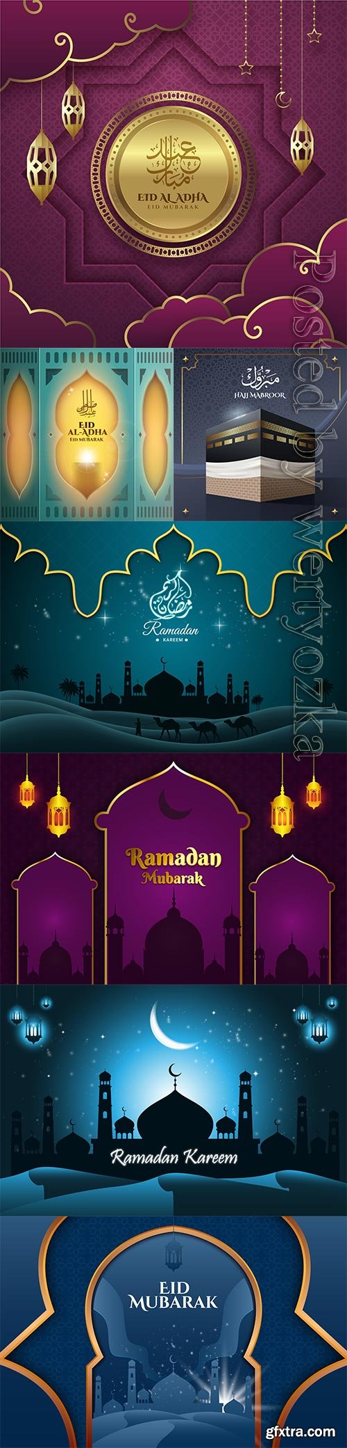 Islamic hajj pilgrimage, Ramadan kareem, eid al adha vector illustration