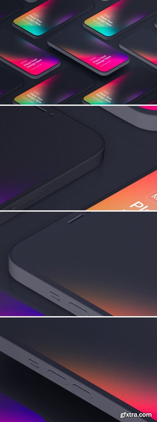 iPhone 12 isometric Clay Mockup