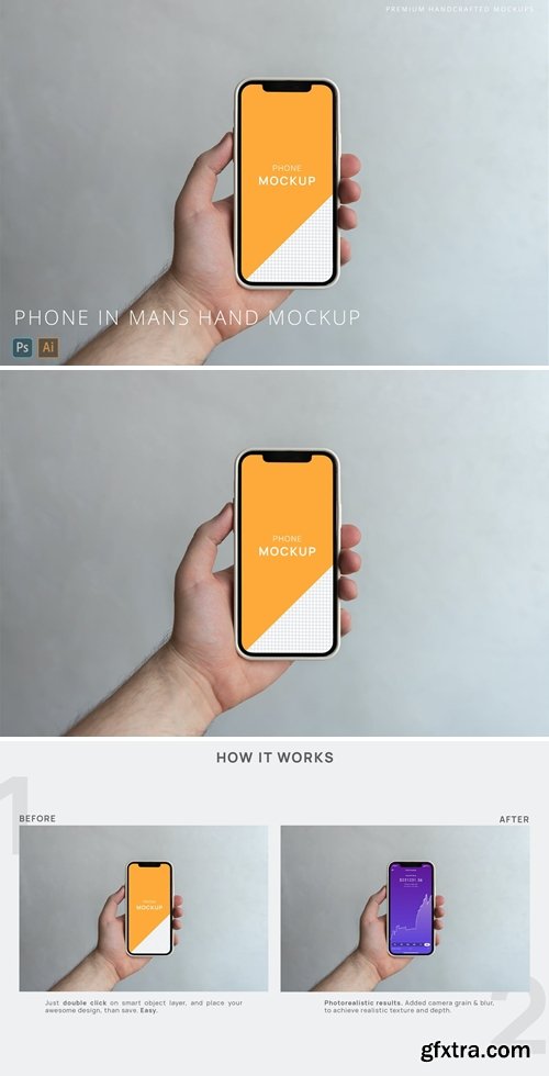 iPhone 12 Pro in Mans Hand Mockup Minimalistic