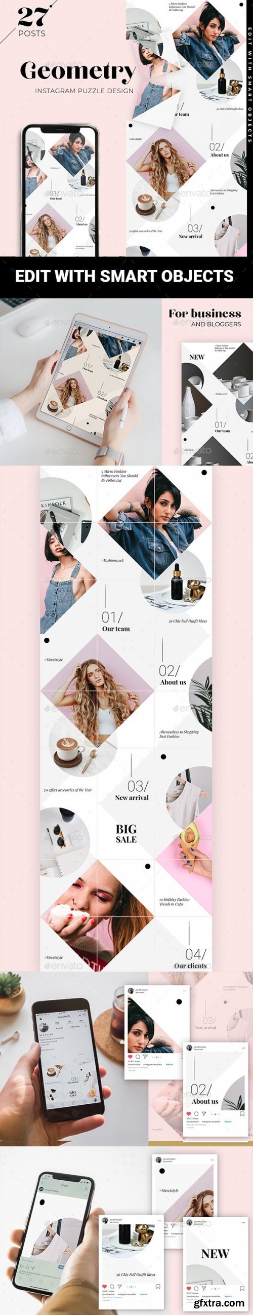 GraphicRiver - Geometry Instagram Puzzle Template for Bloggers and store 25629887