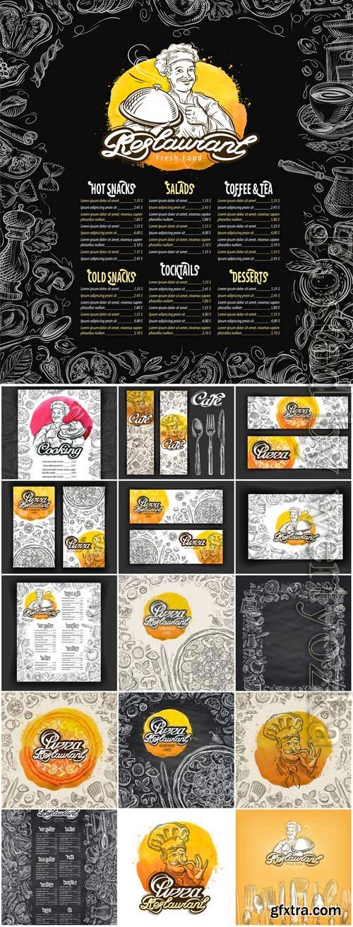 Restaurant menu, pizza menu in vector