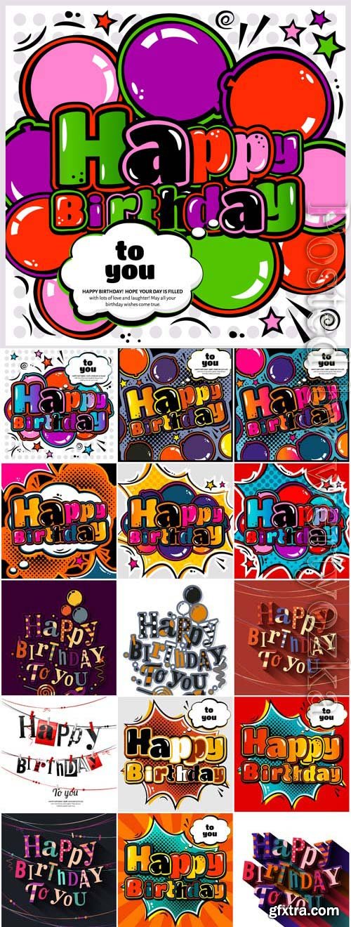 Happy birthday comic style in vector