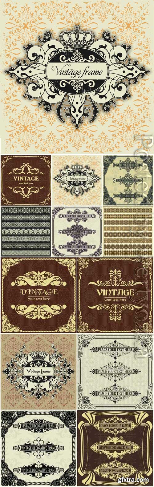 Frames and vintage backgrounds in vector