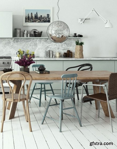 Scandinavian Style Kitchen Interior Scene