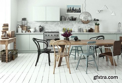 Scandinavian Style Kitchen Interior Scene