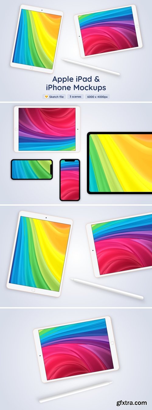 Apple iPad and iPhone - 3 Sketch Mockups