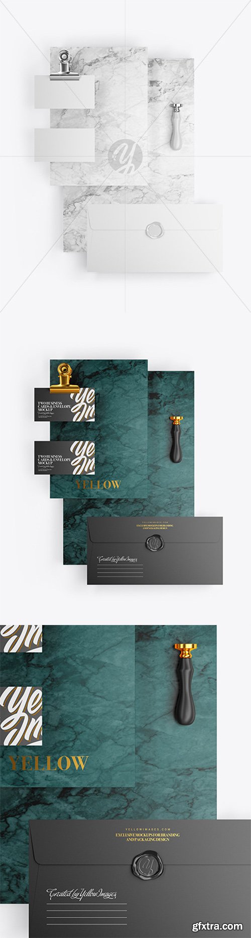 Two Business Cards & Envelope with Marble Mockup 82110