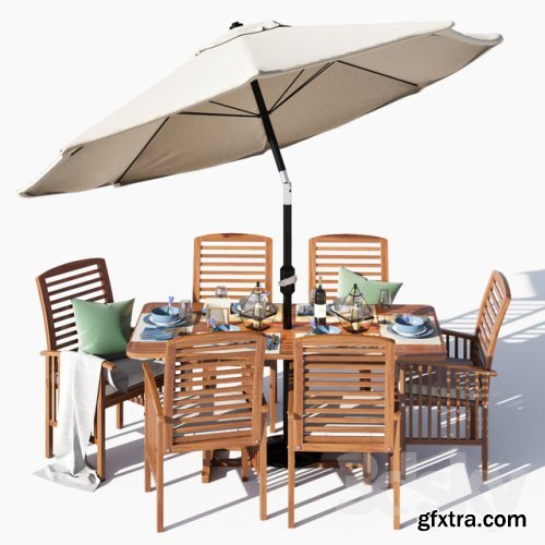 Brown Acacia 7- Piece Dining Set