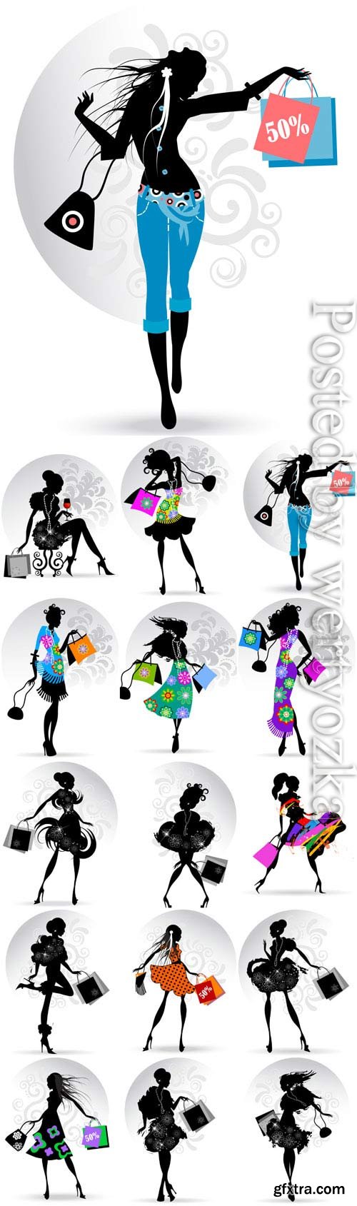 Fashion girls with shopping in vector