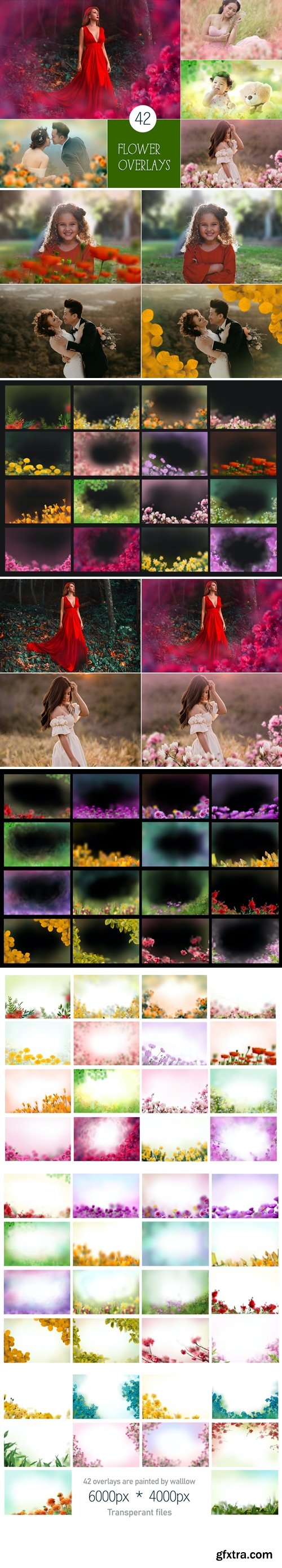 42 Painted Flowers photo Overlays