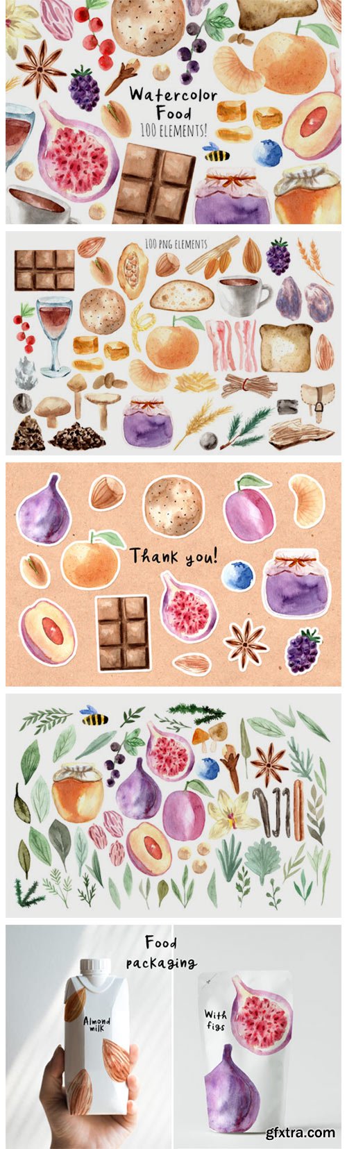 Watercolor Food. 100 Cliparts 4107133