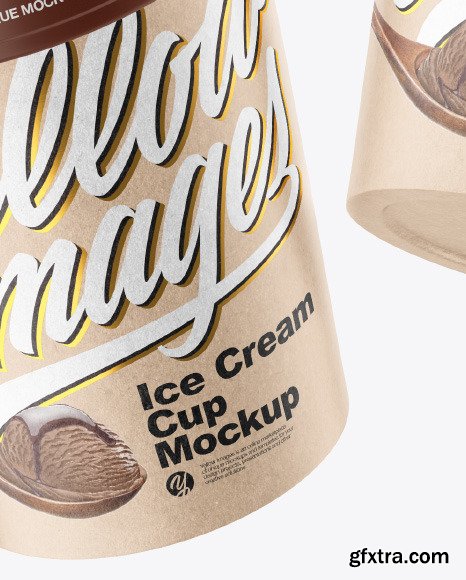 Two Kraft Ice Cream Cups Mockup 83219