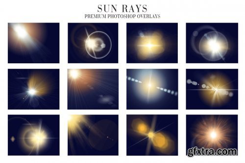 CreativeMarket - Sun Rays Overlays Photoshop 4943024