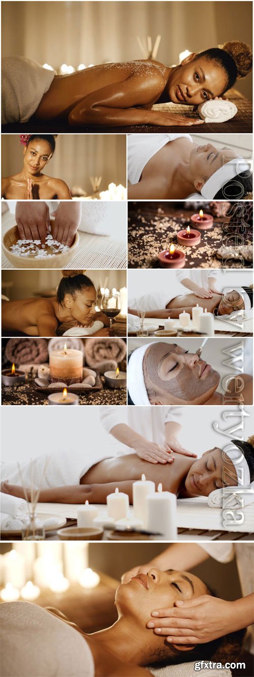 Massage in spa salon stock photo