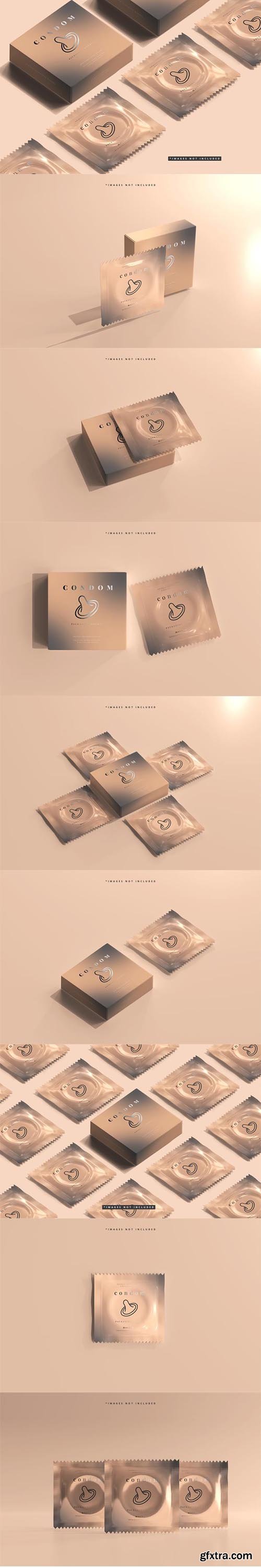 Condom box and foil packaging mockup