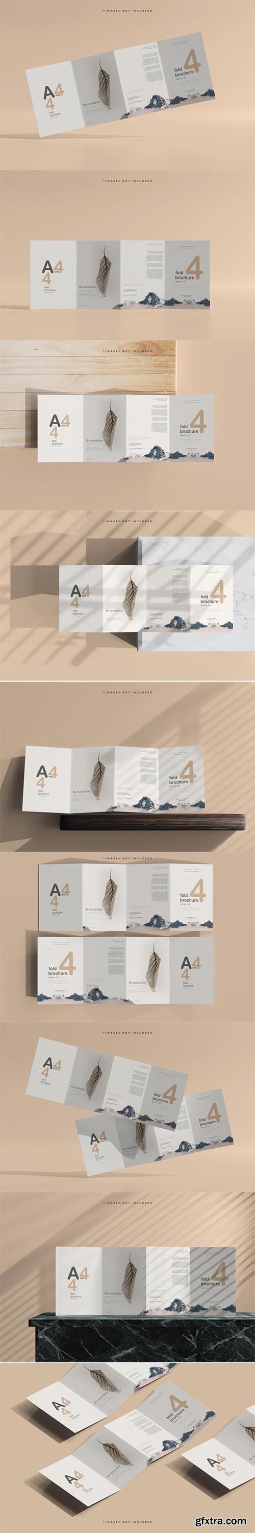 A4 size four fold brochure mockup