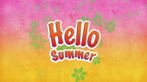 Videohive - Text Hello Summer with fly flowers - 32275897 - 32275897