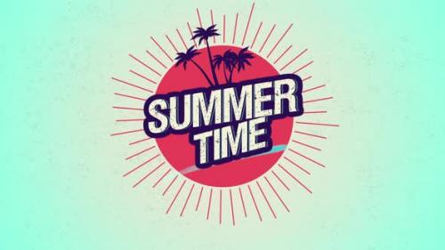 Videohive - Text Summer Time with palms and sun rays - 32275910 - 32275910