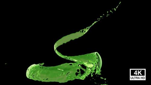 Videohive - Twisted Green Color Water Splash V4 4K - 32277233 - 32277233