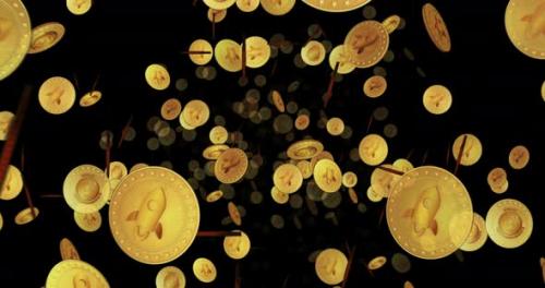 Videohive - Stellar XLM cryptocurrency looped flight between golden coins - 32281162 - 32281162