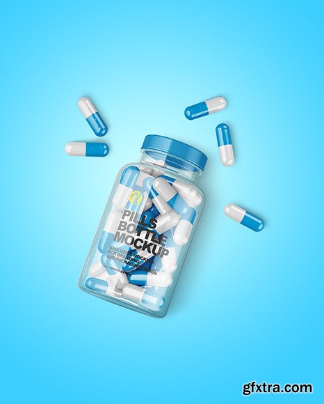 Clear Bottle with Pills Mockup 83026