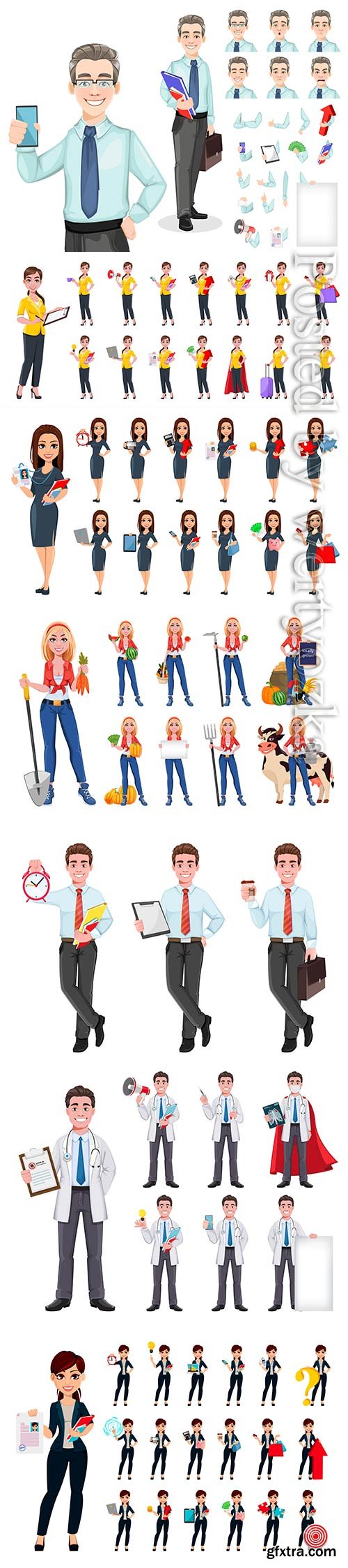 Men and women, people cartoon character in vector