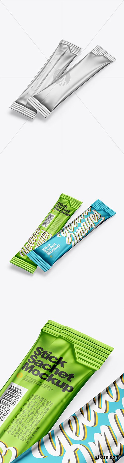 Two Metallic Stick Sachets Mockup 82221