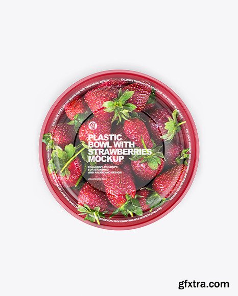 Plastic Bowl with Strawberries Mockup 74709