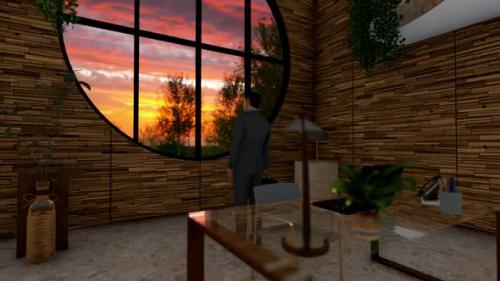 Videohive - Businessman Looking At Sunset From His Office - 32288960 - 32288960