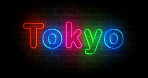 Videohive - Tokyo symbol neon on brick wall loop - 32289173 - 32289173