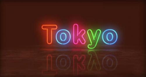 Videohive - Tokyo neon symbol looped 3d flight between - 32289627 - 32289627