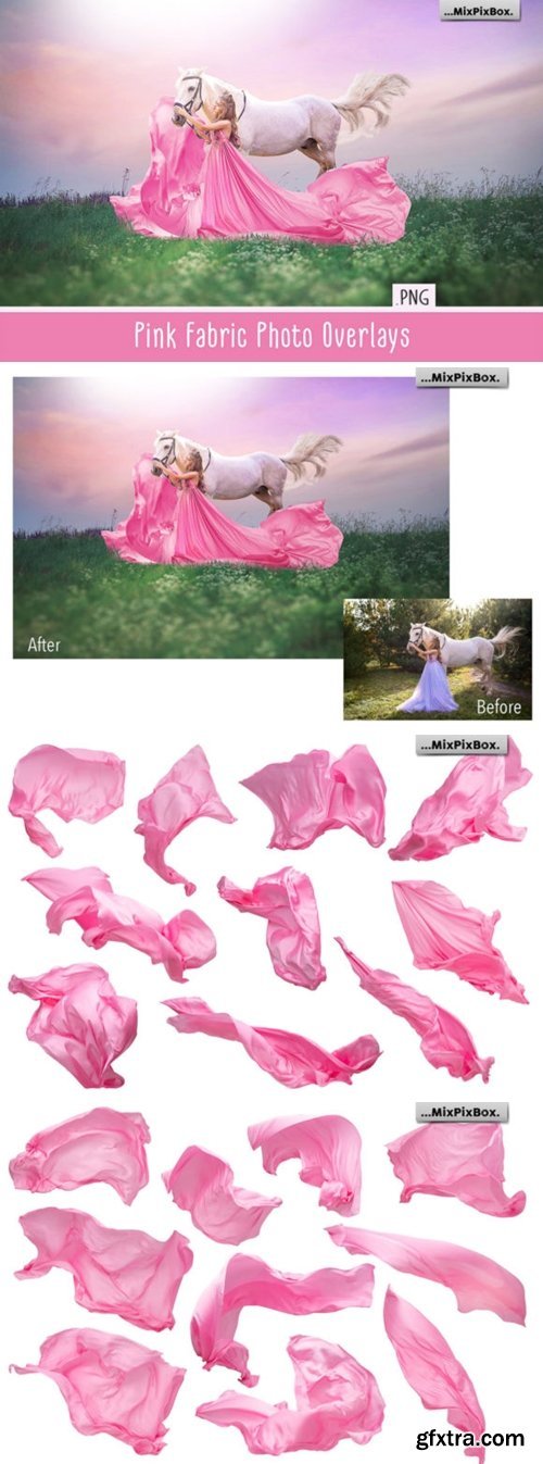 Pink Flying Fabric Photo Overlays