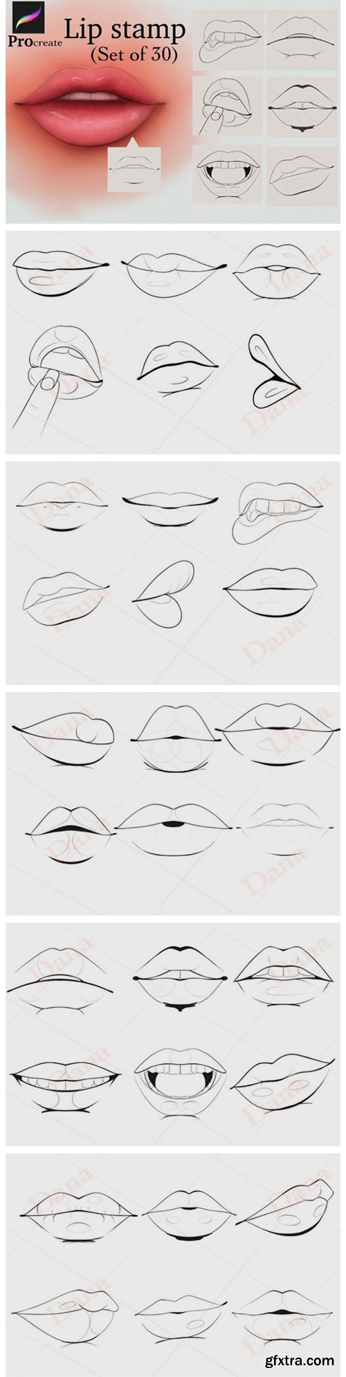 Procreate Lip Stamp Brushes 11483911