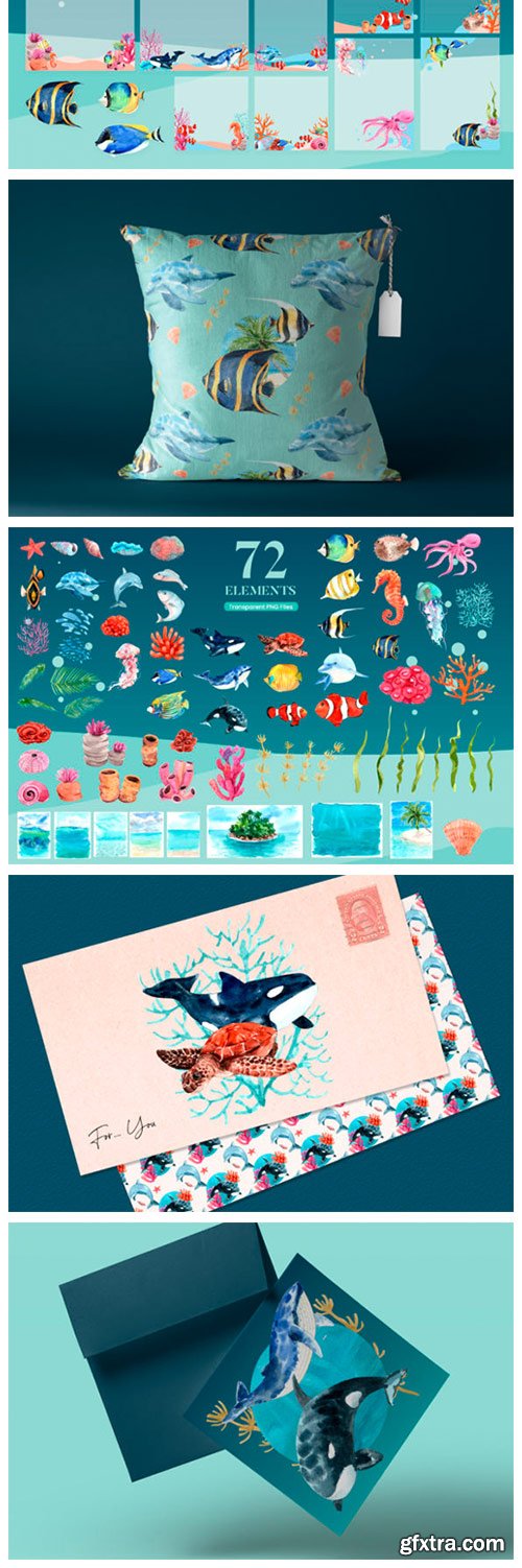 Unseen Oceans &amp; Sealife Watercolor Set 12143280