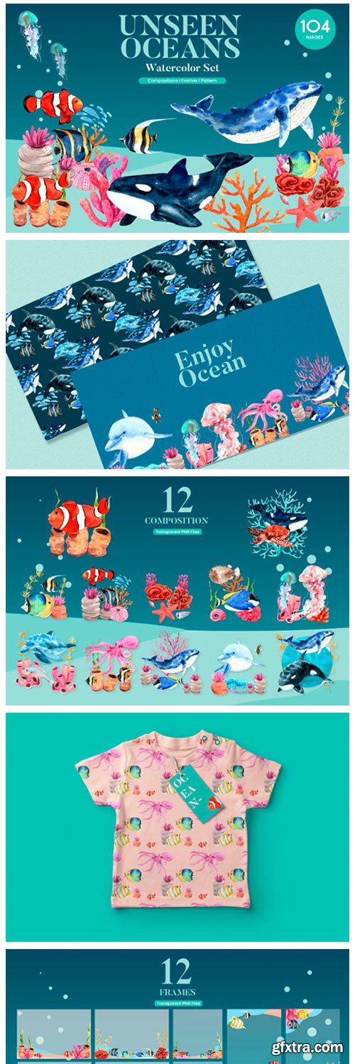 Unseen Oceans &amp; Sealife Watercolor Set 12143280