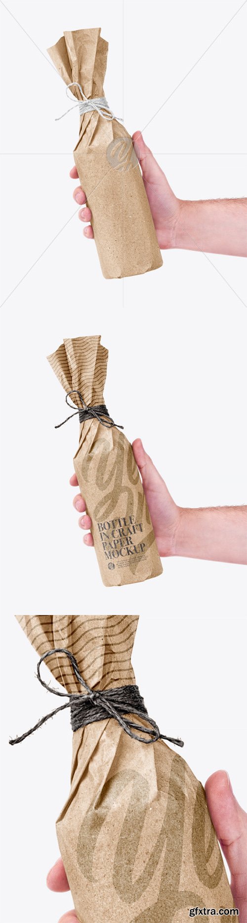 Bottle In Craft Paper Mockup 79596