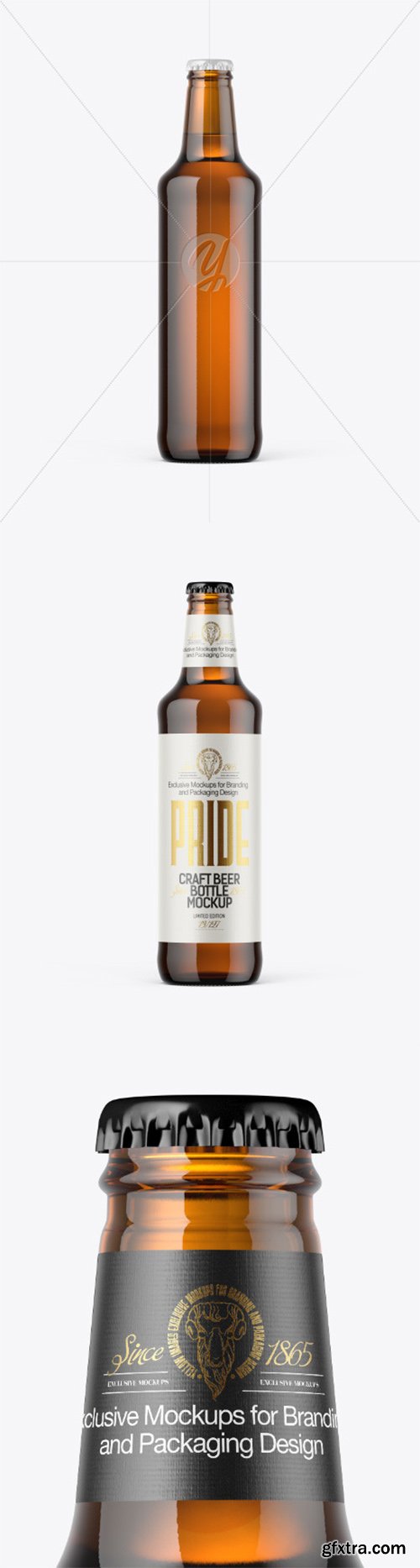 500ml Amber Craft Beer Bottle Mockup 79532