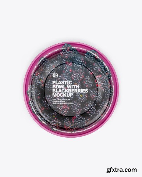 Plastic Bowl with Blackberries Mockup 75556