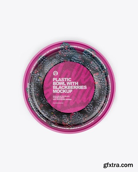 Plastic Bowl with Blackberries Mockup 75556