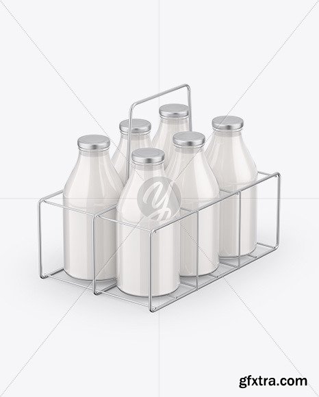 6 Milk Bottles Carrier Mockup 83990